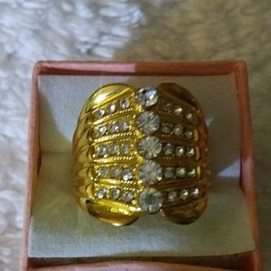 Beautiful "Blinged Out" Gold Electroplate Ring